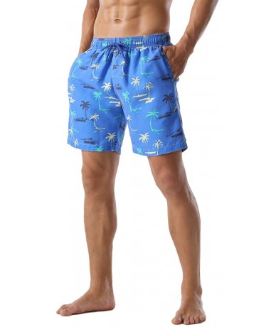 Trunks Men's Swim Trunks Retro Soft Washed Drawstring Workout Shorts Men - Light Blue-283 - CC18YGDX7AO $38.24