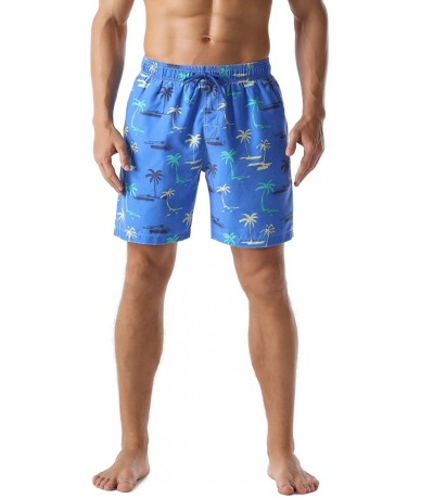 Trunks Men's Swim Trunks Retro Soft Washed Drawstring Workout Shorts Men - Light Blue-283 - CC18YGDX7AO $38.24