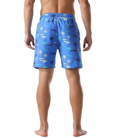 Trunks Men's Swim Trunks Retro Soft Washed Drawstring Workout Shorts Men - Light Blue-283 - CC18YGDX7AO $38.24