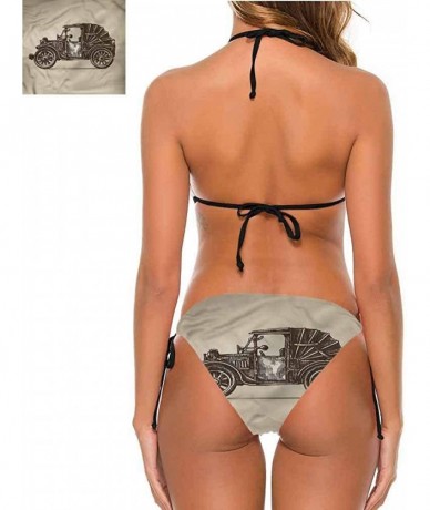 Bottoms Triangle Bikini Sets Cars- Traditional Old Race Car- Trendy- Sexy - Multi 09-two-piece Swimsuit - CX19E7HC4RR $58.07