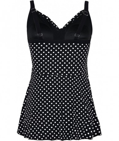 One-Pieces Women's Swimdress Slimming Bathing Suits Tummy Control Swimsuit - Black&white Polka Dot - CJ18CEKEYK2 $34.25