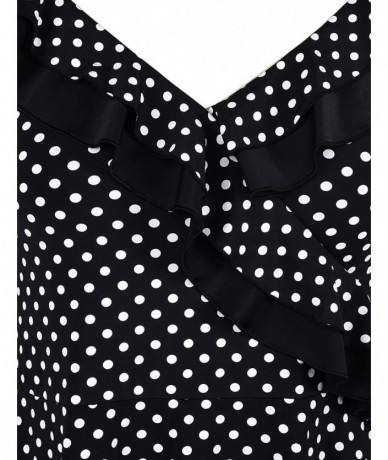 One-Pieces Women's Swimdress Slimming Bathing Suits Tummy Control Swimsuit - Black&white Polka Dot - CJ18CEKEYK2 $34.25