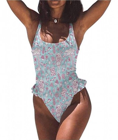 Bottoms Halter Bikini Bathing Suits Hawaii- Flower Art So Unique and Different - Multi 11-one-piece Swimsuit - CG19E7NTDKQ $8...