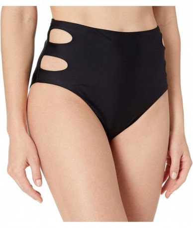 Tankinis Women's Swimwear High Waist Bikini Bottom - Ebony Cut Out Sides - CA185NQQ2D5 $49.13