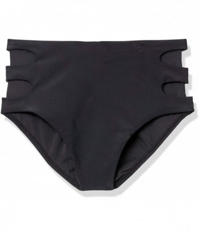 Tankinis Women's Swimwear High Waist Bikini Bottom - Ebony Cut Out Sides - CA185NQQ2D5 $49.13