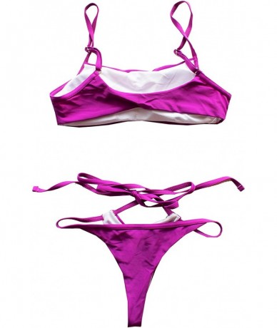 One-Pieces Womens Sporty Swimwear Collection - Sporty Cheeky Sun Purple - CM198MTQXTC $51.40