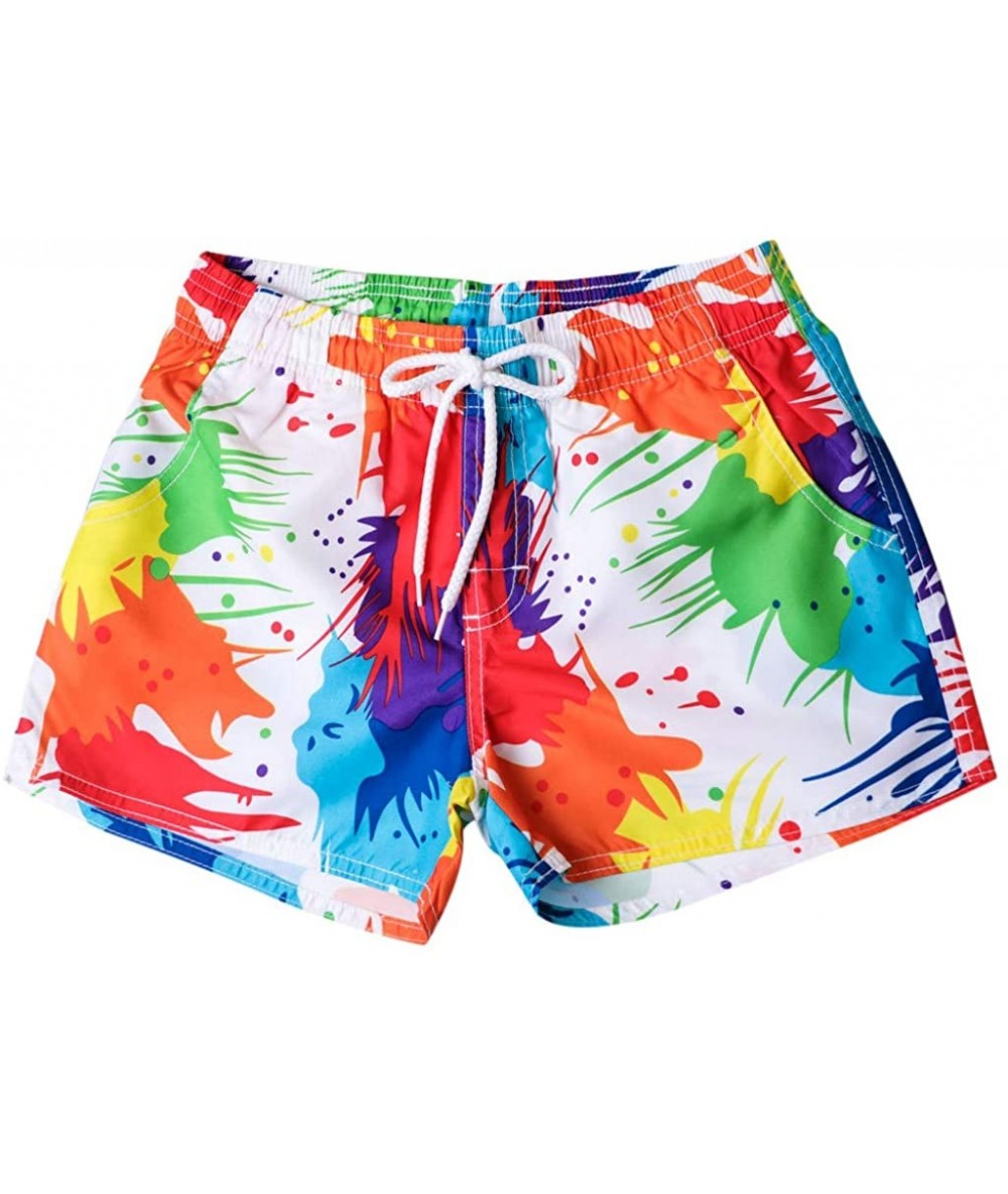 Board Shorts Couples Swimsuit Womens & Mens Swim Trunks Multicolor Painted Beach Surf Quick Dry Shorts- Bathing Suits Shorts ...