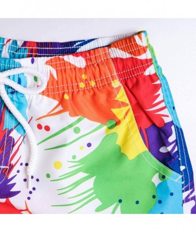 Board Shorts Couples Swimsuit Womens & Mens Swim Trunks Multicolor Painted Beach Surf Quick Dry Shorts- Bathing Suits Shorts ...