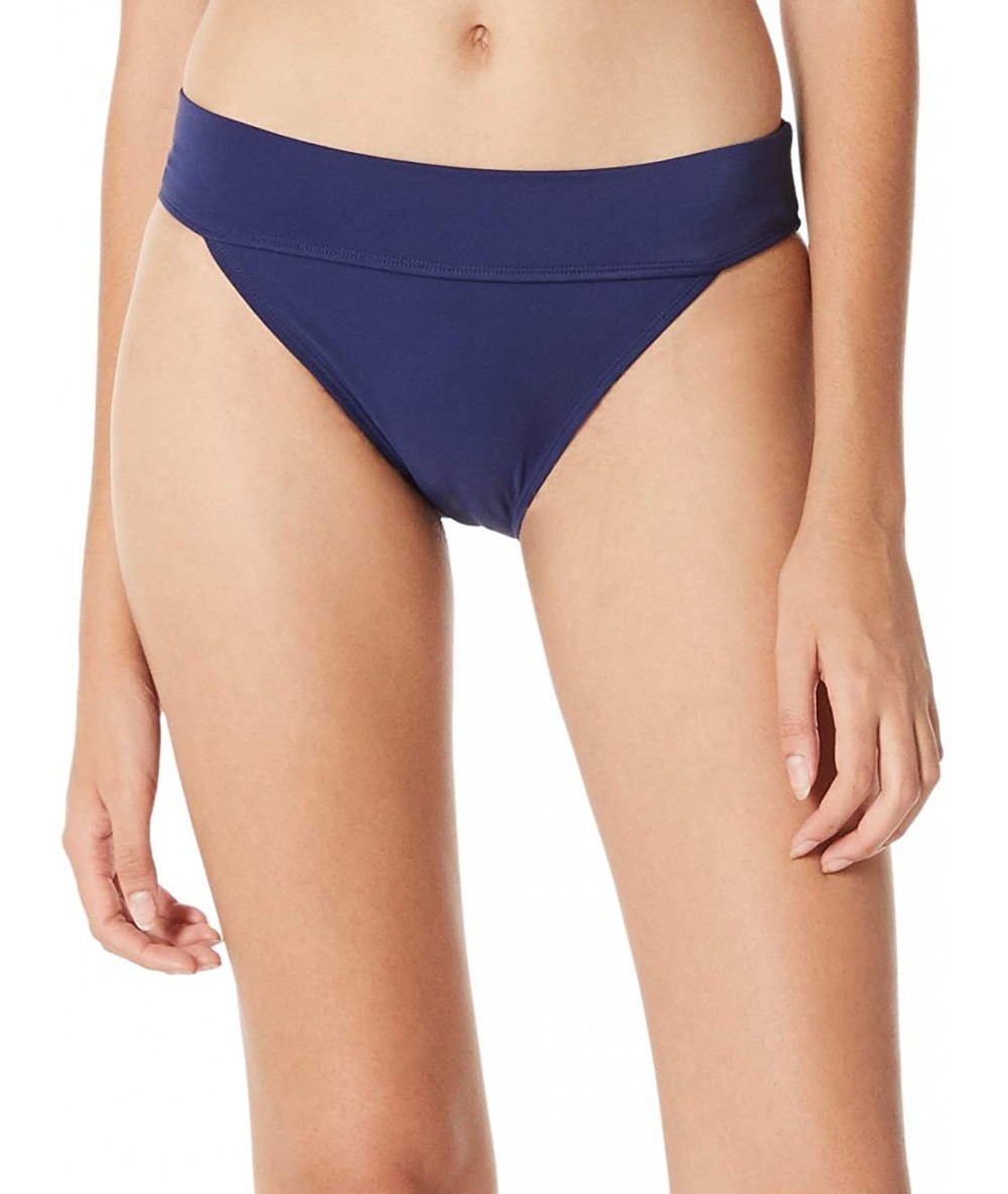 Tankinis Women's Low Rise Bikini Bottom Medium Coverage Bathing Suit Bottom - Navy Blue(waistband) - CK18X5GNC48 $17.99