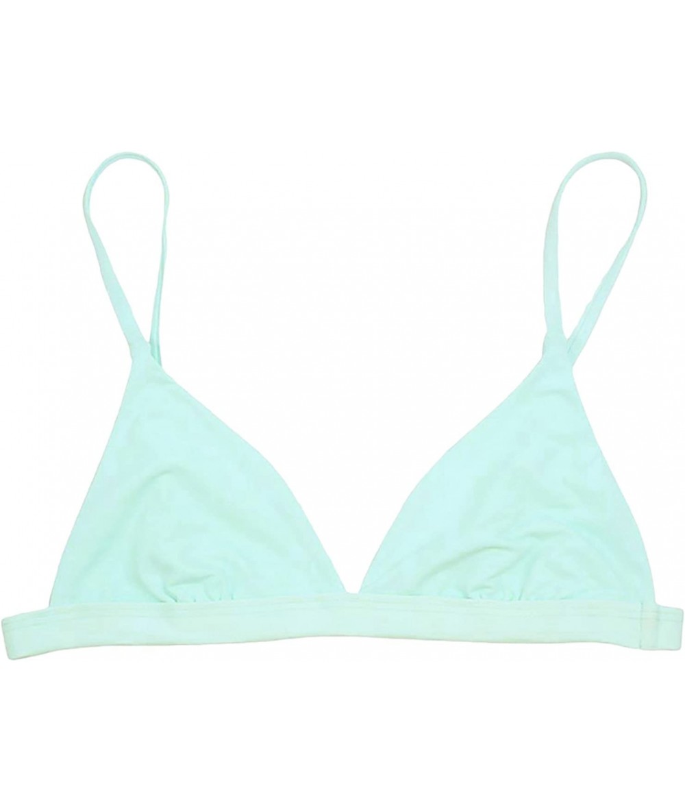 Sets Women's Cross Back or Classic Triangle Double Layered Swim Top Bra Non Padded Wireless - Mint - C318CY5NR8N $45.36