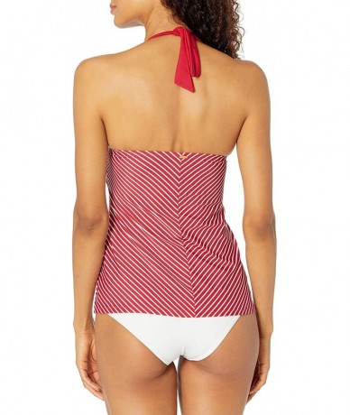 Tops Women's Britt Stripe Halter Tankini - Red/White - CS12O2AT15L $45.28