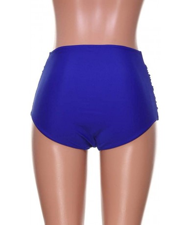 Tops Women Swimsuit High Waisted Swim Bottom Ruched Bikini Tankini Briefs Plus Size Swimsuit - Blue - CH193X08AKI $20.82