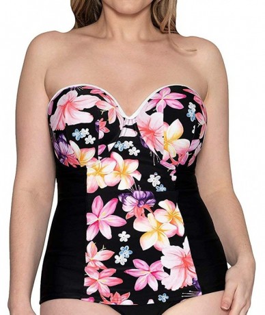 Tops Women's Tropicana Bandeau Tankini - Black Multi - CT1943WHX5X $24.53