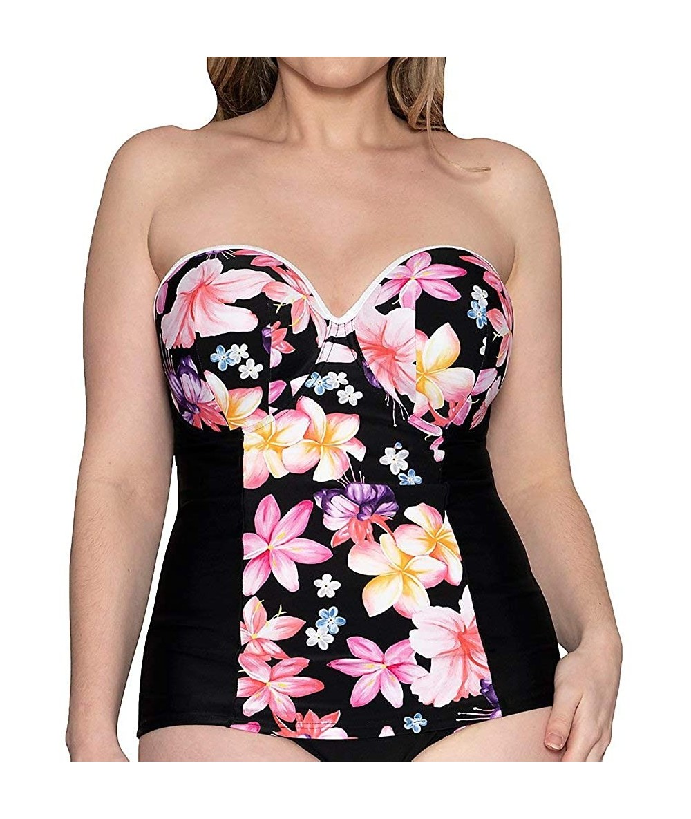 Tops Women's Tropicana Bandeau Tankini - Black Multi - CT1943WHX5X $24.53