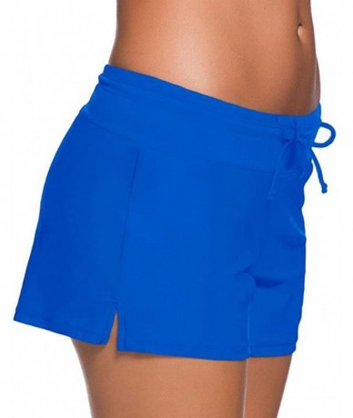 Bottoms Women Sports Summer Swimsuit Tankini Bottom Slit Swim Beach Board Shorts Plus Size S-3XL - Blue - CN18D2K24ZZ $30.48