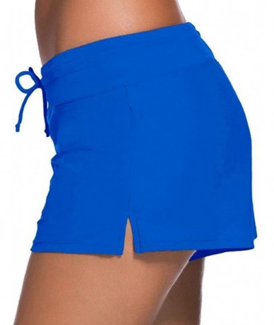 Bottoms Women Sports Summer Swimsuit Tankini Bottom Slit Swim Beach Board Shorts Plus Size S-3XL - Blue - CN18D2K24ZZ $30.48