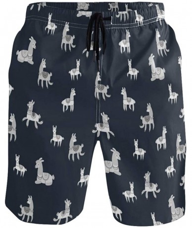 Board Shorts Men's Quick Dry Swim Trunks with Pockets Billiard Ball Beach Board Shorts Bathing Suits - Animal Nature Llamas P...