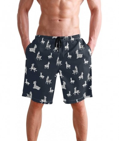 Board Shorts Men's Quick Dry Swim Trunks with Pockets Billiard Ball Beach Board Shorts Bathing Suits - Animal Nature Llamas P...