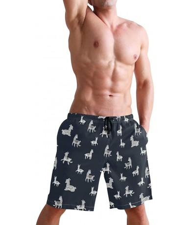 Board Shorts Men's Quick Dry Swim Trunks with Pockets Billiard Ball Beach Board Shorts Bathing Suits - Animal Nature Llamas P...