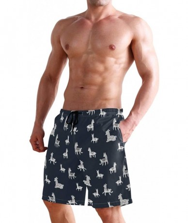 Board Shorts Men's Quick Dry Swim Trunks with Pockets Billiard Ball Beach Board Shorts Bathing Suits - Animal Nature Llamas P...