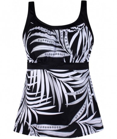 Tankinis Women's Plus Size Swimsuit Floral Tankini Top Vintage Swimwear - Blackleaf - C618AW9W38M $33.83