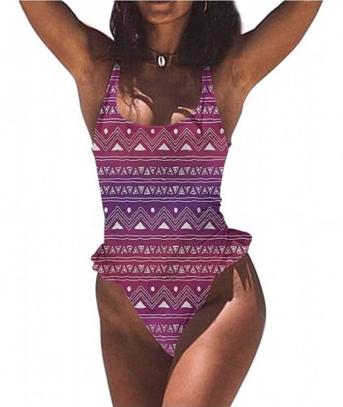 Bottoms Women's Swimwear Tribal- Exotic Geometric Shapes Boho Great on All Body Types - Multi 11-one-piece Swimsuit - C619E7I...