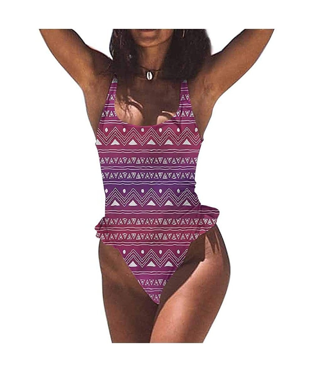 Bottoms Women's Swimwear Tribal- Exotic Geometric Shapes Boho Great on All Body Types - Multi 11-one-piece Swimsuit - C619E7I...