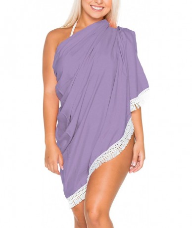 Trunks Women's One Size Swimwear Bikini Cover-Up Beach Towel Wrap Embroidered - Autumn Violet_o739 - CY125TURGYZ $29.54