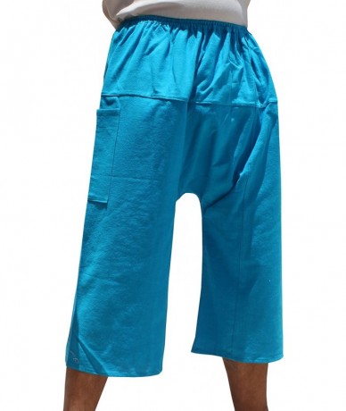 Board Shorts Thailand Sadaw Baggy 3/4 Leg Peasants Pants Warm Cotton - Sky Blue - CA12MXPCDMV $68.42