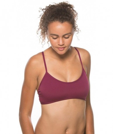 Tops Women's Fixed-Back Xavier Swimwear Top - Cabernet - CL194WZ8K43 $57.09