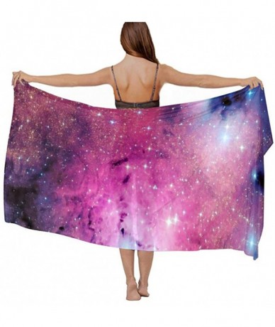 Cover-Ups Women Chiffon Scarf Sunscreen Shawl Wrap Swimsuit Cover Up Beach Sarongs - Galaxy Space Stars - C919C6NEXXH $44.91