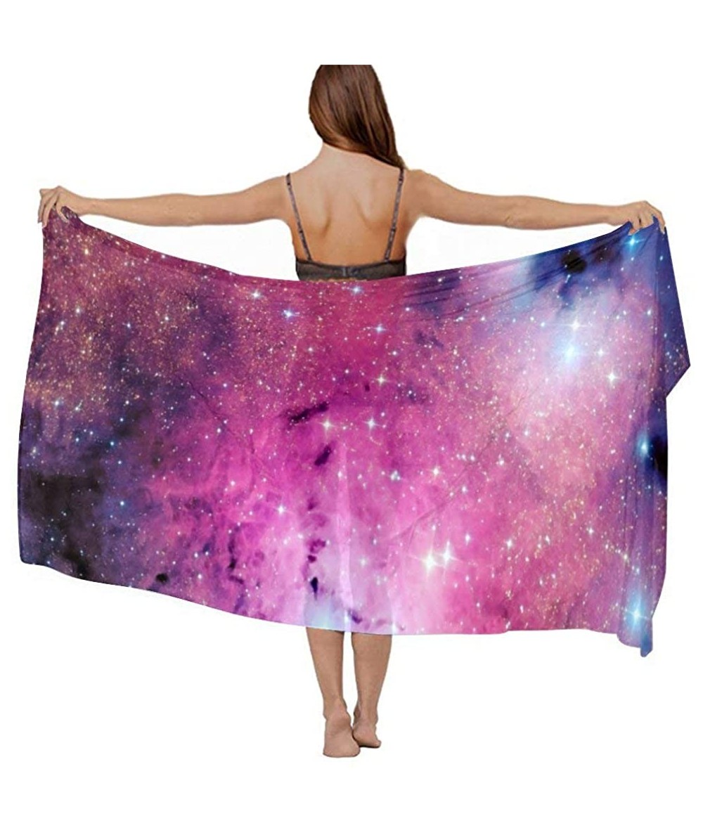 Cover-Ups Women Chiffon Scarf Sunscreen Shawl Wrap Swimsuit Cover Up Beach Sarongs - Galaxy Space Stars - C919C6NEXXH $44.91