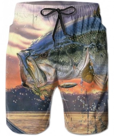 Trunks Casual Men Beach Shorts Swim Trunks Quick Dry Half Pants - Fishing Graphic - Fishing Graphic - CF18UW42Y39 $47.60