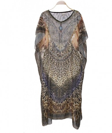 Cover-Ups Women's Summer Peacock & Leopard Topper/Cover-Up/Poncho/Kimono Rhinestone Outwear Beachwear Dress - Color 6 - CY18R...