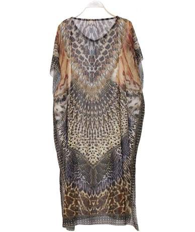 Cover-Ups Women's Summer Peacock & Leopard Topper/Cover-Up/Poncho/Kimono Rhinestone Outwear Beachwear Dress - Color 6 - CY18R...