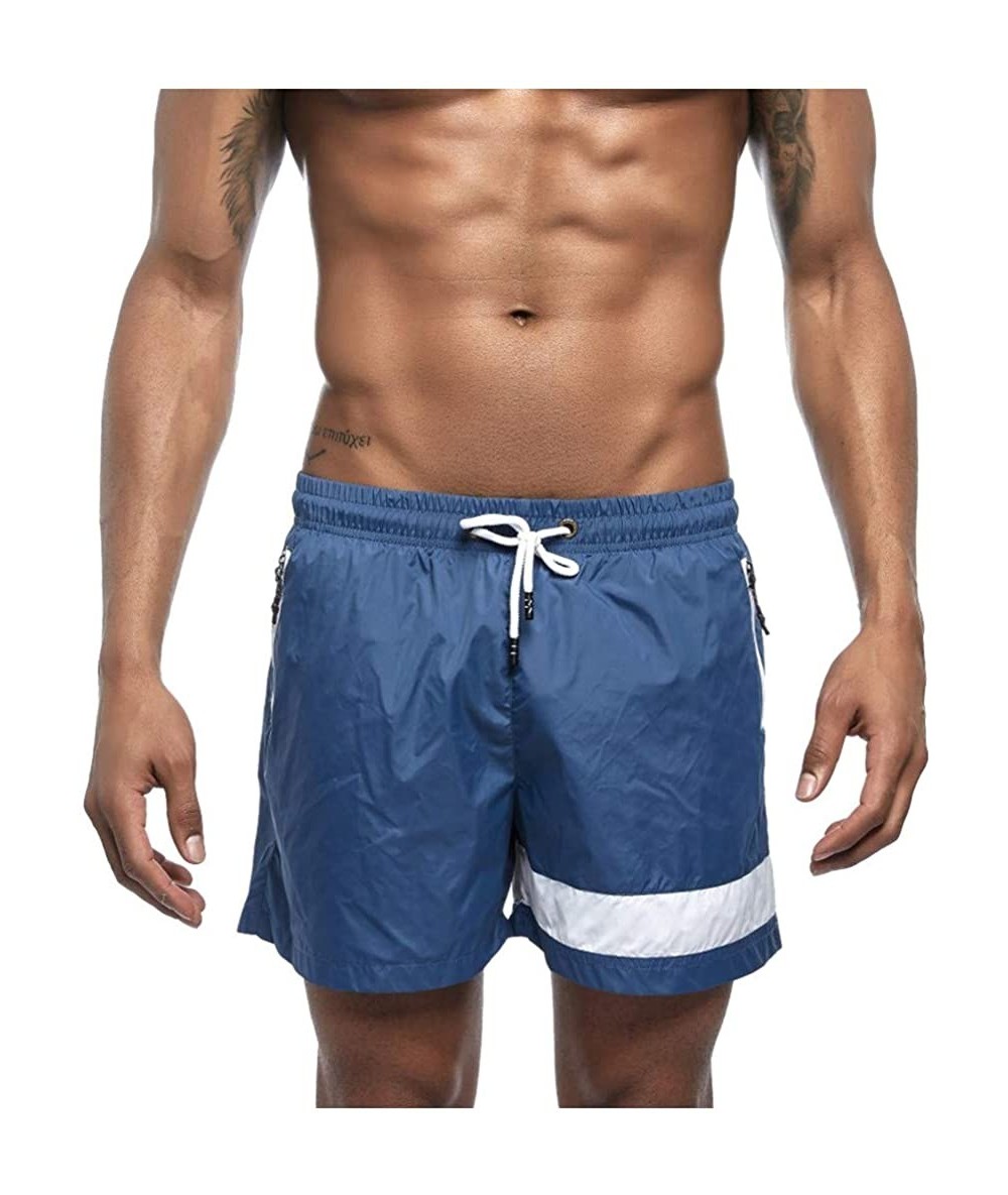 Board Shorts Men's Quick Dry Mesh Lining Stripe Shorts Swimwear Basic Swimming Trunk Surf Shorts Jogger Swimsuits Pocket - Bl...