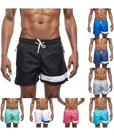 Board Shorts Men's Quick Dry Mesh Lining Stripe Shorts Swimwear Basic Swimming Trunk Surf Shorts Jogger Swimsuits Pocket - Bl...