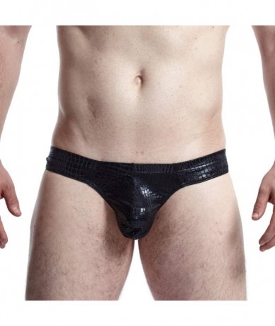 Briefs Hot G-Strings Briefs Low-Waist Snake Fabric U Convex Sexy Gays Thong Underwear - Black - CJ18X24OHO9 $20.47