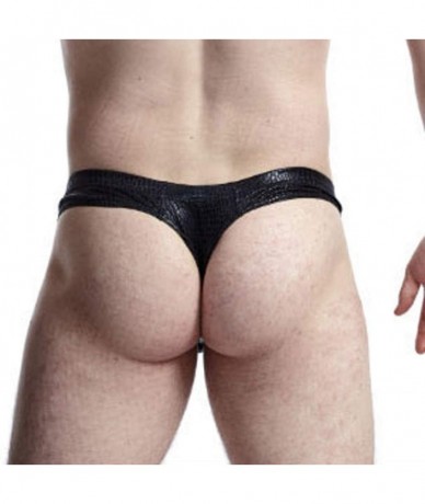 Briefs Hot G-Strings Briefs Low-Waist Snake Fabric U Convex Sexy Gays Thong Underwear - Black - CJ18X24OHO9 $20.47