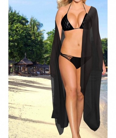 Cover-Ups Women's One Size Beach Cover Up Pareo Canga Swimsuit Sarong Solid Plain - Halloween Black_u382 - CG17XMI8CZ8 $47.59