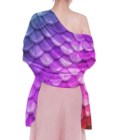 Cover-Ups Women Luxury Chiffon Swimwear Cover Up Oversize Beach Sarong Shawl Wrap Beautiful Colorful Rainbow Mermaid Scales -...