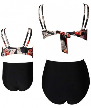 Sets Mother Daughter Swimsuits Matching Cute 2pcs Matching Swimwear High Waist Bikini Sets - Red Flower Black - CK1999CZYA0 $...