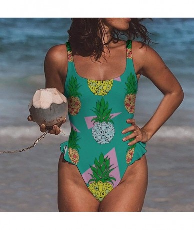 Rash Guards Digital Pineapple Vintage Two Piece Party Push Up Swimsuit Cheeky Classic Skirt for Womens - Style1-1 - C519DHAN7...