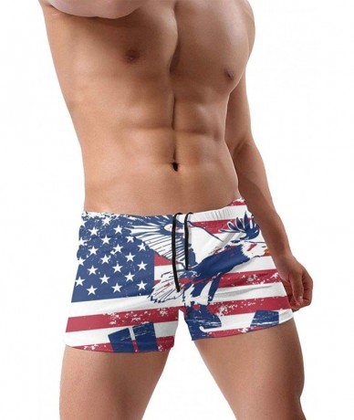 Briefs Mens Boxer Swimwear- American Eagle Flag Basic Beach Swimming Trunks- Printed Brief Swimsuit- Surf Underwear Boardshor...