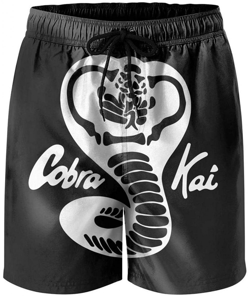 Trunks Black Cobra-Kai-Black-Snake-Logo-Emblem-Mens Bike Shorts Personalized Cool Shorts for Mens - White-53 - CJ18U04KIYZ $4...