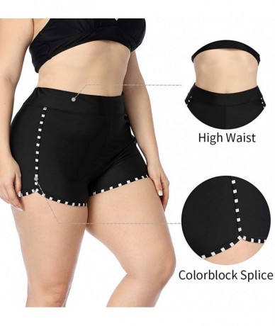 Tankinis Women Plus Size Swim Shorts High Waist Board Shorts Stretchy Swimsuit Bottoms - Tribal(black） - CI1952926O3 $32.76