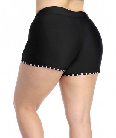 Tankinis Women Plus Size Swim Shorts High Waist Board Shorts Stretchy Swimsuit Bottoms - Tribal(black） - CI1952926O3 $32.76