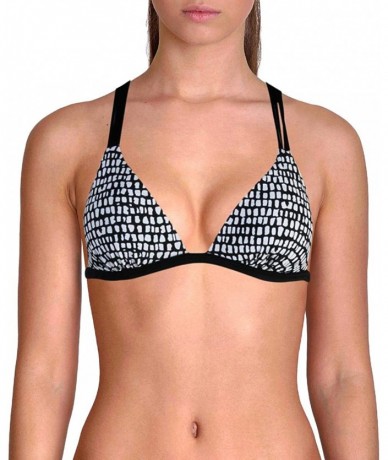 Tops Womens Juniors Printed Push Up Swim Top Separates B/W S Black-White - CG18TZG8A3S $19.94