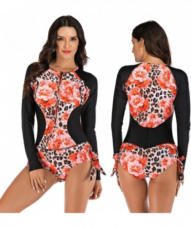 One-Pieces Women Monokini Swimsuits Sexy One Piece Bathing Suits Swimwear Rash Guard - Pink Flower - CH18Z3ZATDT $40.55