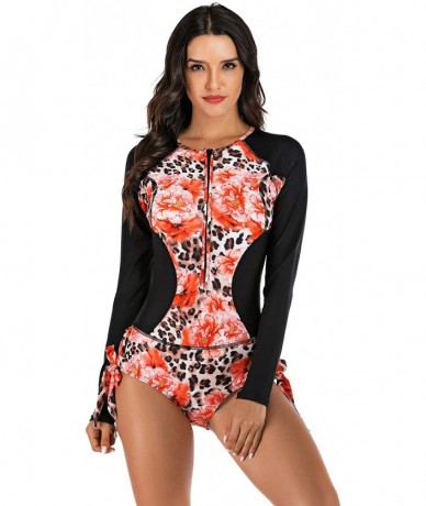 One-Pieces Women Monokini Swimsuits Sexy One Piece Bathing Suits Swimwear Rash Guard - Pink Flower - CH18Z3ZATDT $40.55